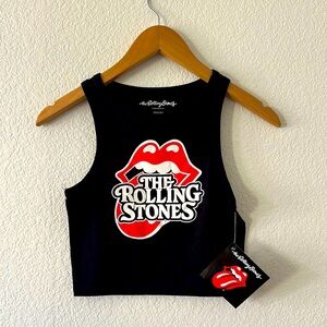 ROLLING STONES Black Crop Top